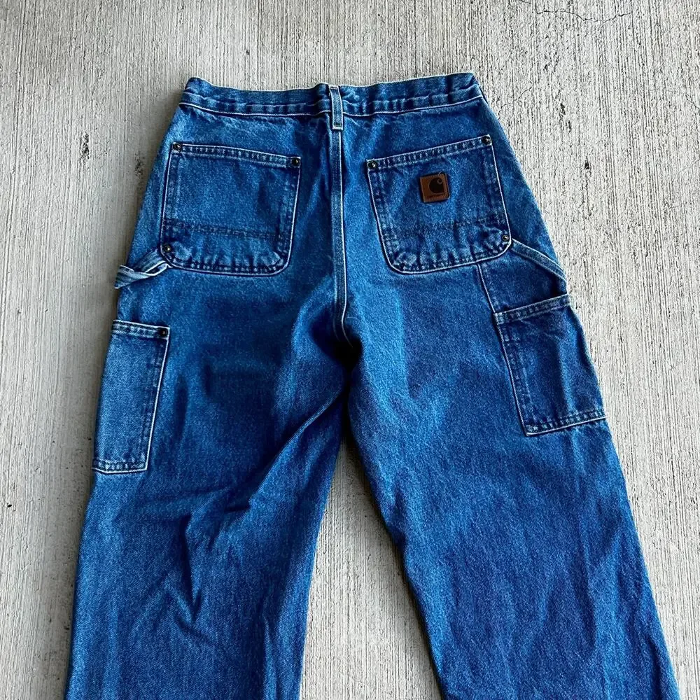Carhartt denim blue jean double knee work wear carpenter pants